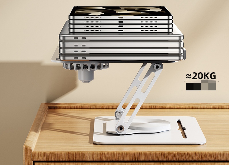 360° Rotating Laptop Stand with Cooling Fan – Adjustable, Foldable Desktop Notebook Stand with Storage | Carbon Steel, Portable - Image 1